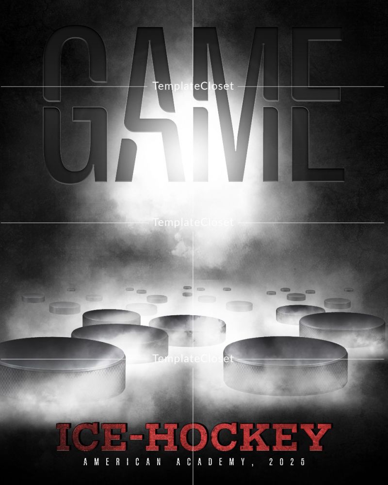 Ice Hockey Game 3D Effect Sports Photography Template