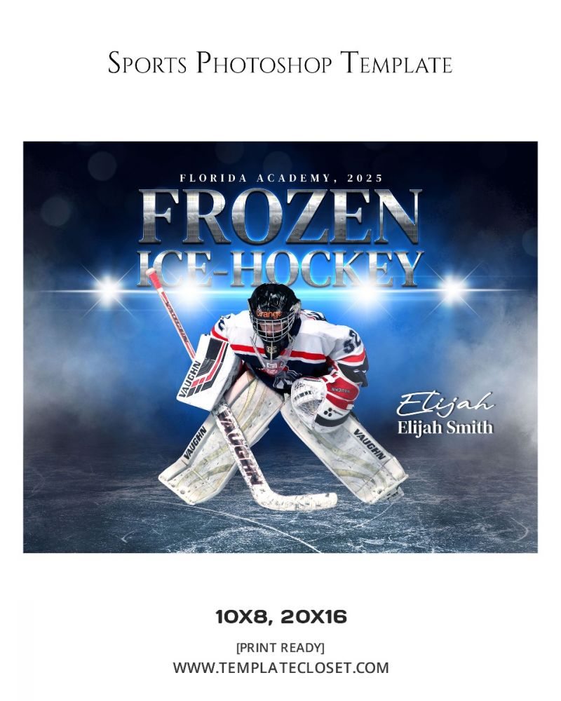 Frozen Ice Hockey Customized Sport Photography Template