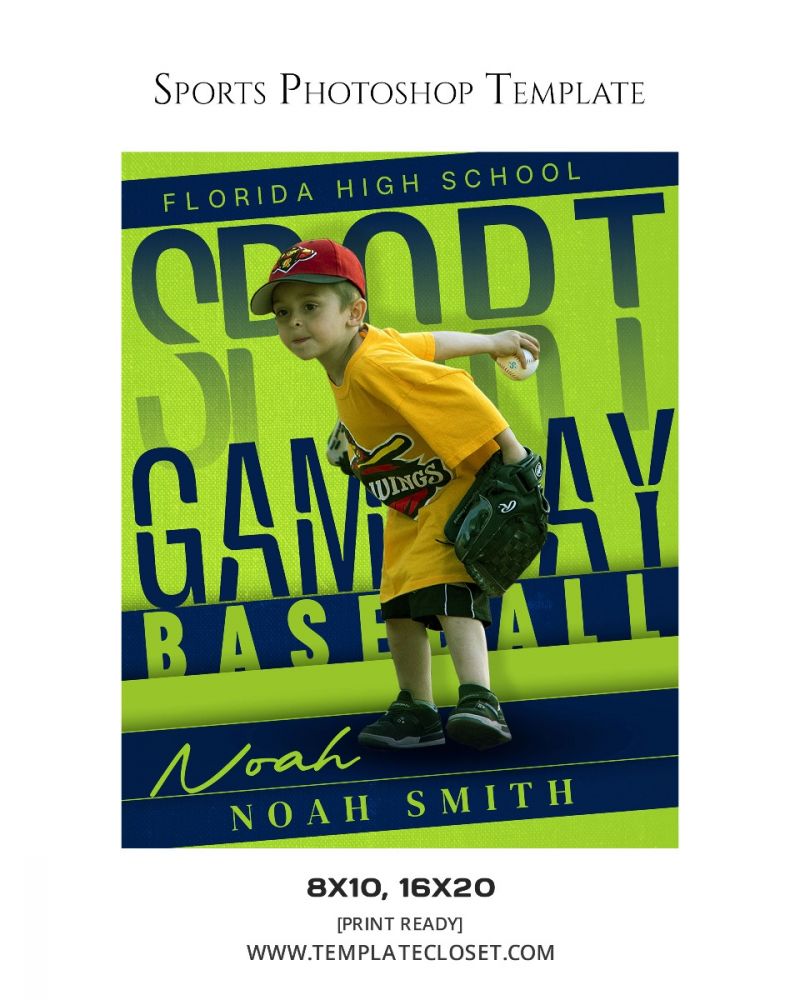 Baseball Kid Championship Sport Photography Template