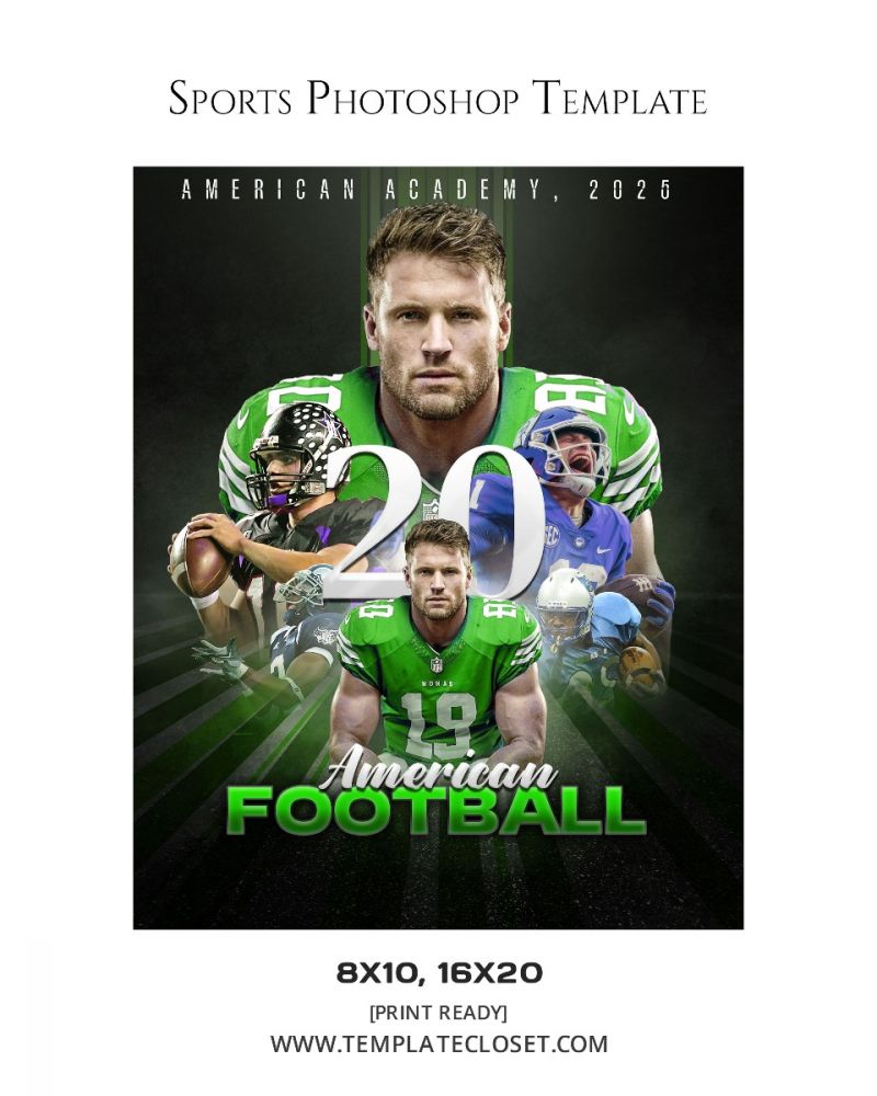 American Football Players Sport Photography Template
