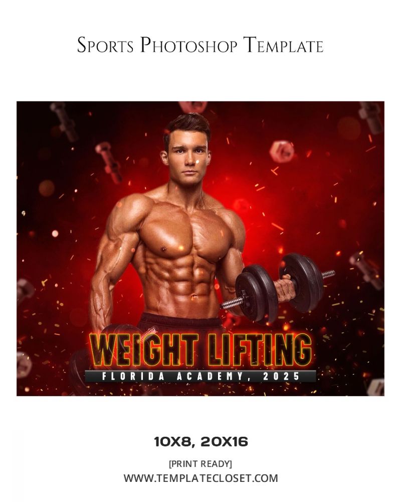 Weight Lifting Customized Sport Photography Template