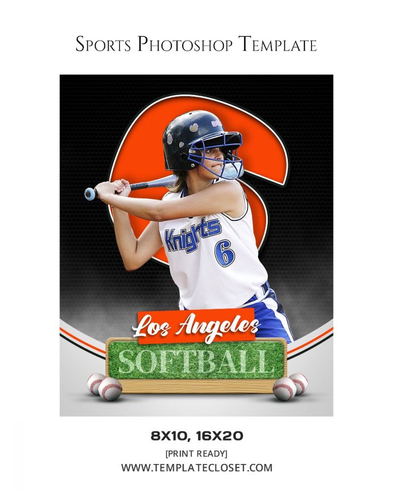 Softball Customized Sports Multi Layer Photoshop Template