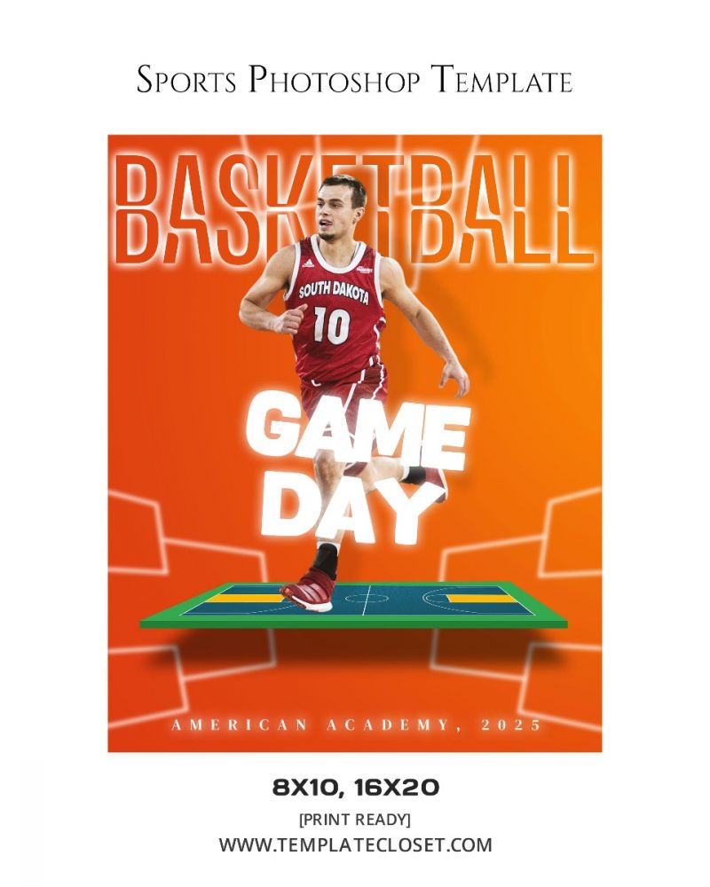Basketball GameDay Sports Print Ready Photography Template