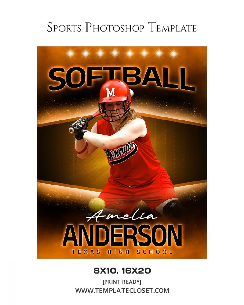 Amelia Aderson - Softball Print Ready Sports Photography Poster