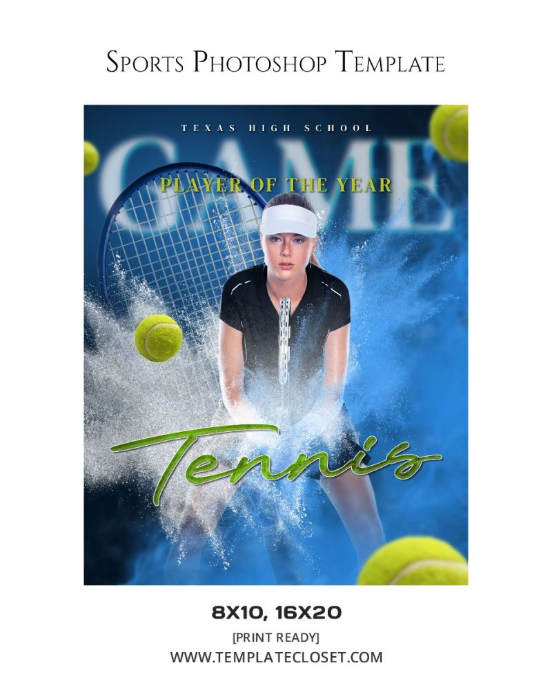 Tennis - Player Of The Year Sports Customized Photography Template