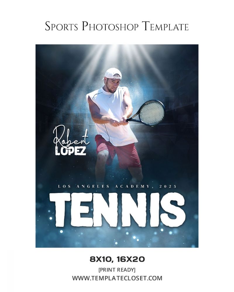 Tennis Light Effect Multi Layer Sports Photoshop Poster