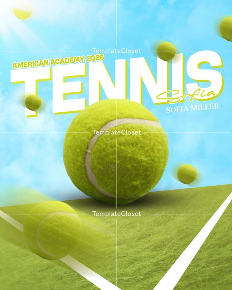 Tennis 3D Effect Customized Sports Photography Template