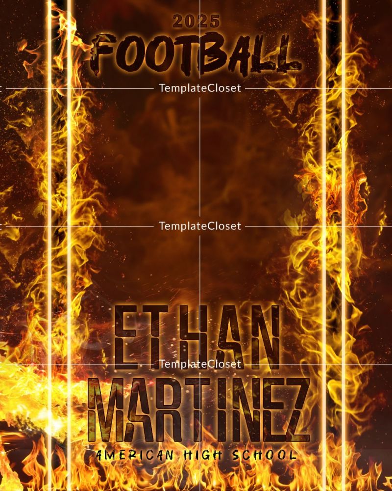 Football Fire Effect Multi Layer Sport Photography Template