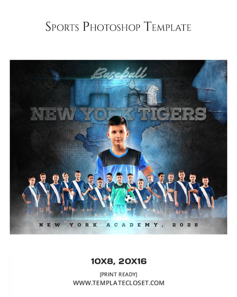Baseball Newyork Tigers Team Sport Photography Template