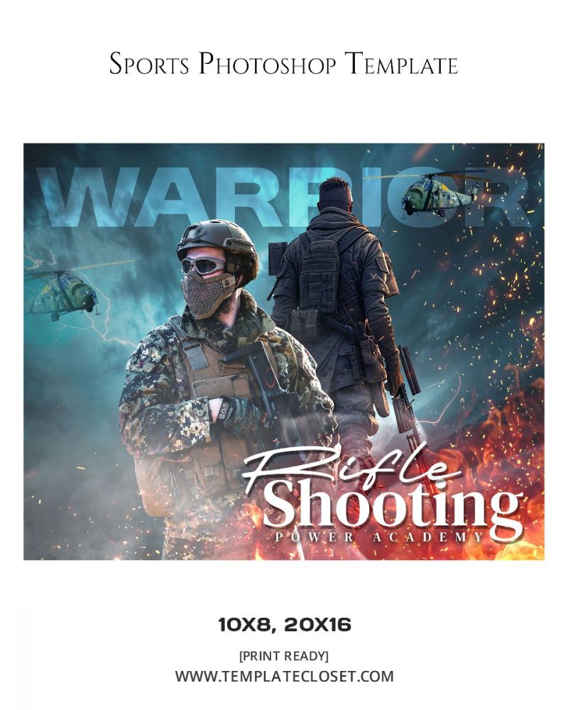 Rifle Shooting Warrior Customized Sport Photography Template