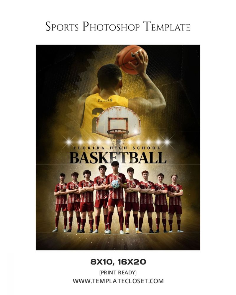 Basketball Team Light Effect Customized Photography Template