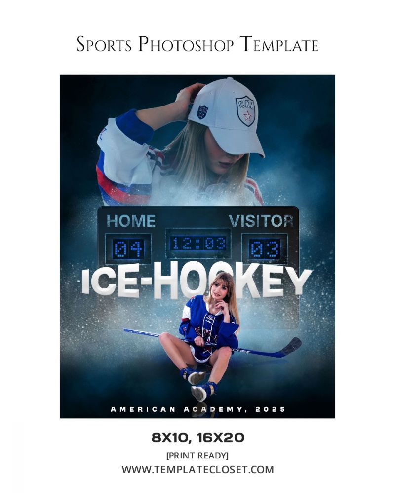 Ice Hockey Score Board Customized Photography Template