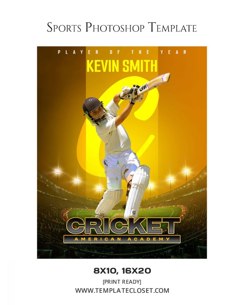 Cricket Green Effect Sports Print Ready Template