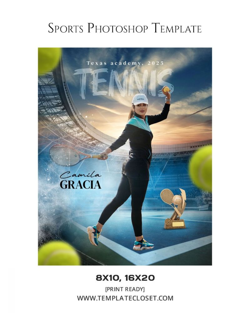Tennis Signature Effect Customized Sport Photography Poster