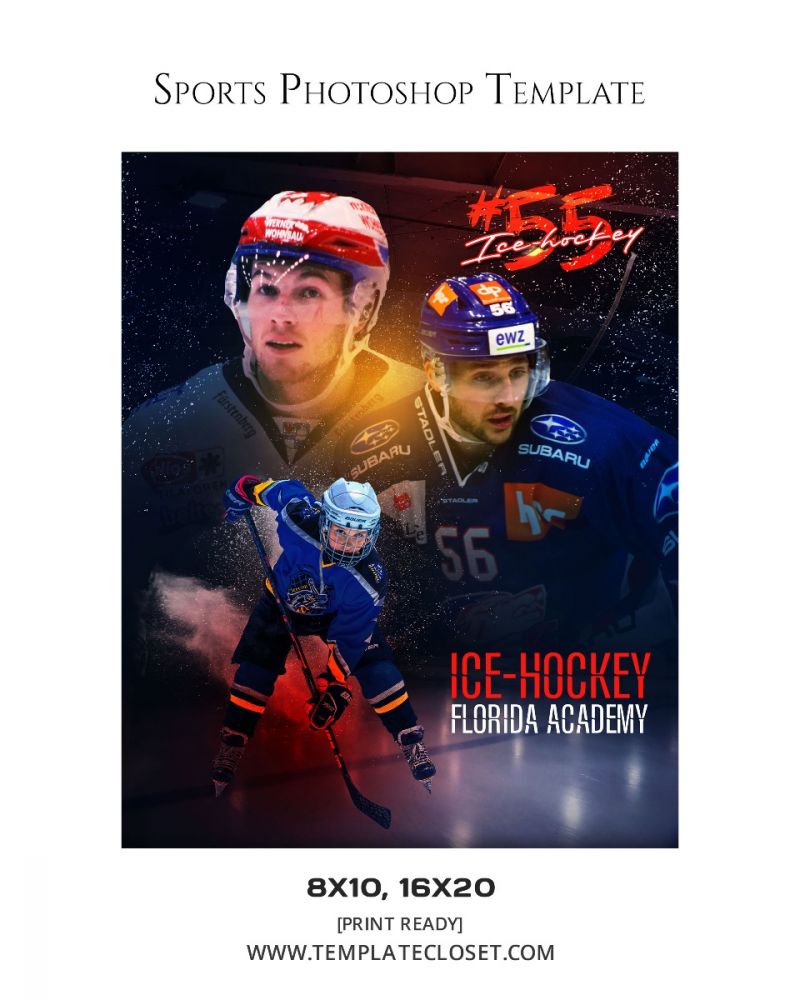 Ice Hockey Team Customized Multi Layer Sport Photography Template
