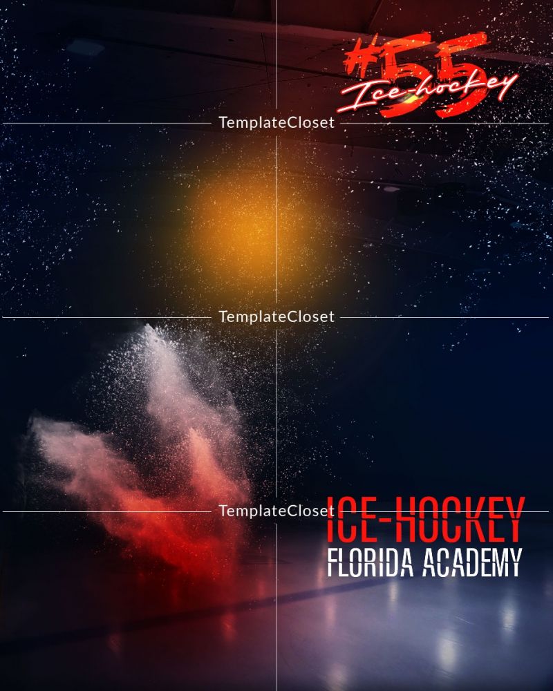 Ice Hockey American High School Photoshop Layered Template