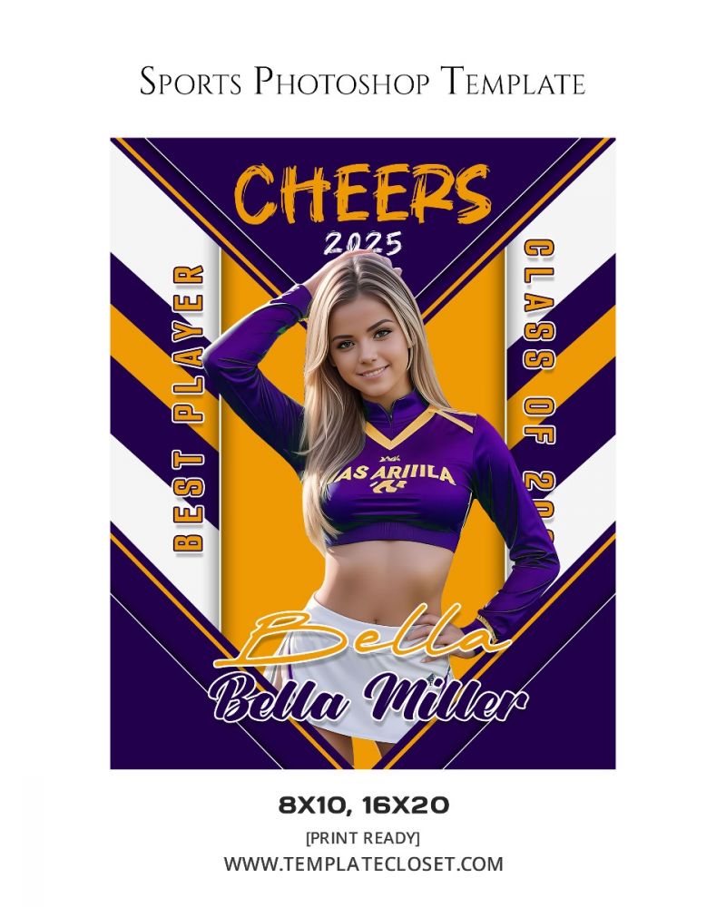 Bella Miller - Cheerleader With Cheers Customized Photography Template