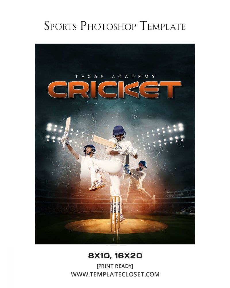 Cricket Green Effect Sports Print Ready Template