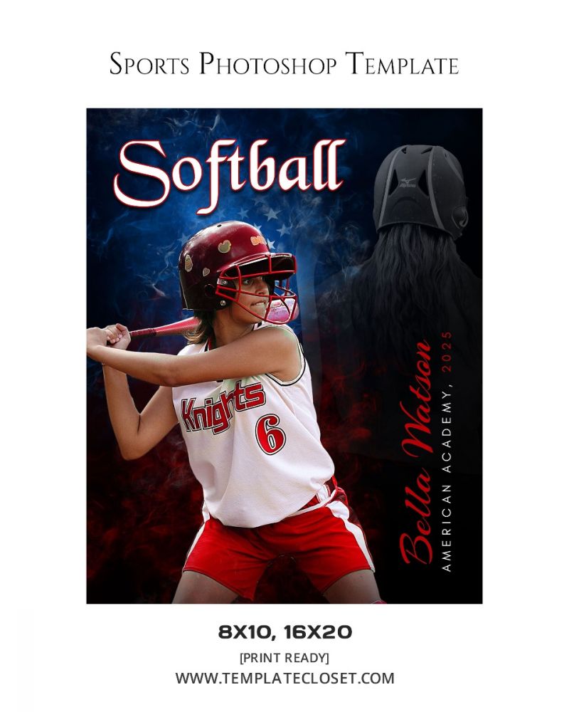 Bella Watson - Softball Customized Sport Layered Photography Template
