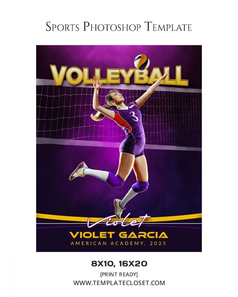 Violet Garcia - Volleyball Customized Photoshop Layered Template