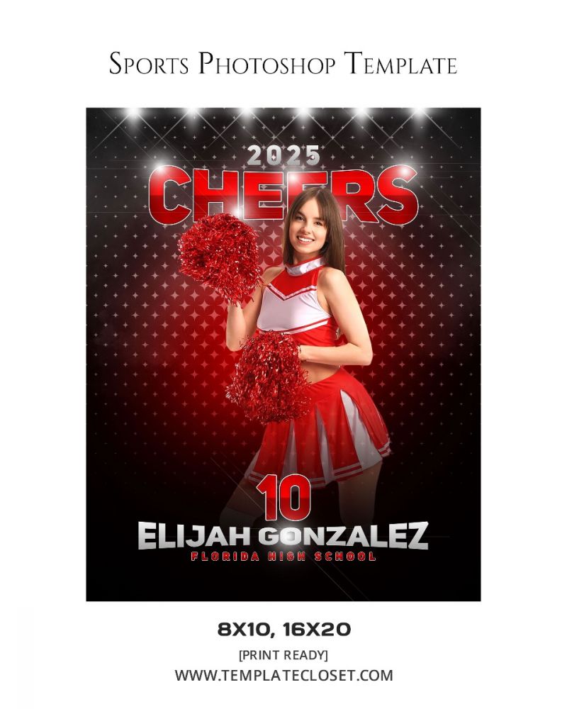 2025 Cheerleader Customized Sport Photoshop Layered Template