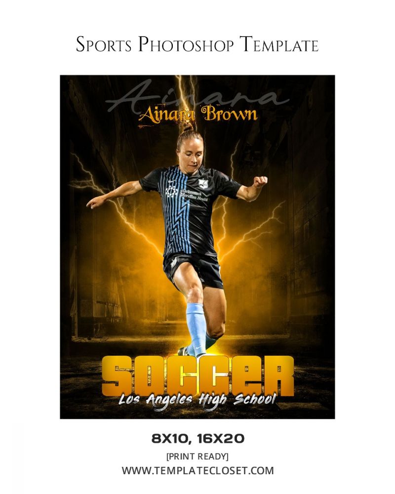Soccer Thunder Effect Sport Photography Poster