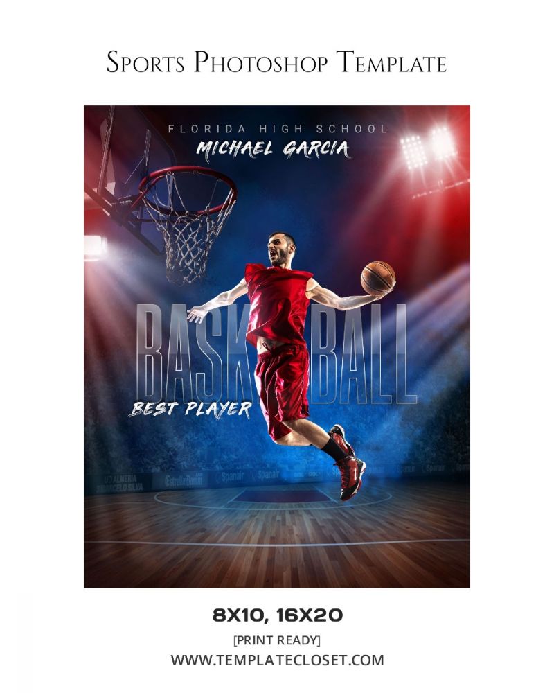 Best Player - Basketball Multi Color Effect Customized Sport Photography Template