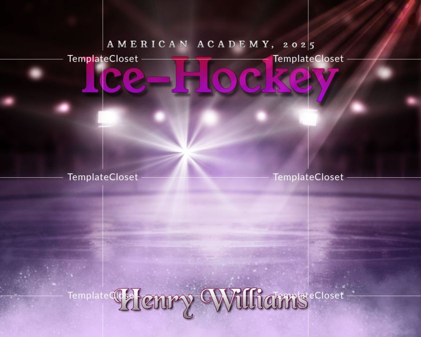 Ice Hockey American High School Photoshop Layered Template