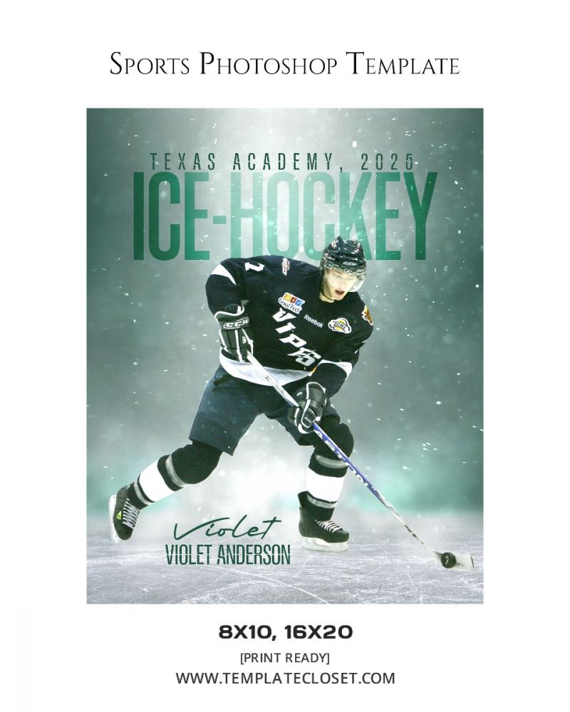 Ice Hockey - Texas Academy Customized Sport Photography Template