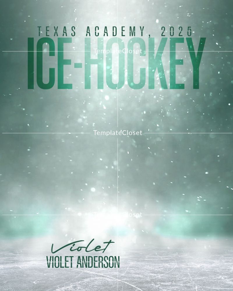 Ice Hockey American High School Photoshop Layered Template