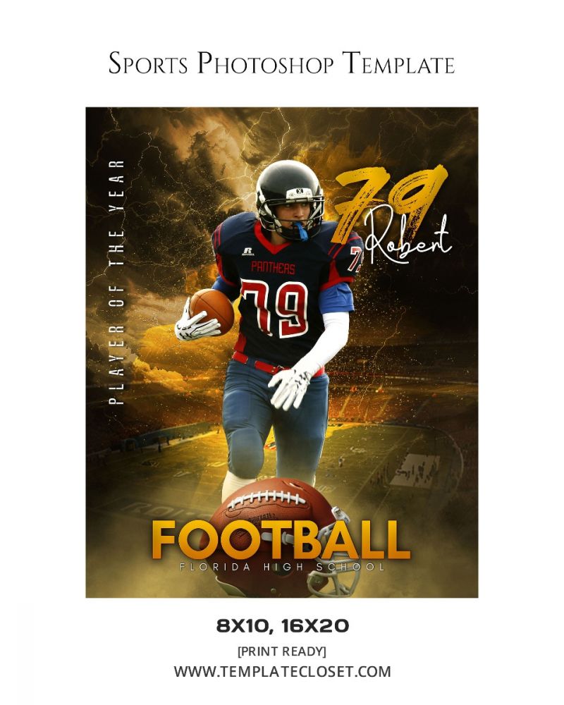 Robert - Football 3D Effect Multi Layer Customized Photography Template