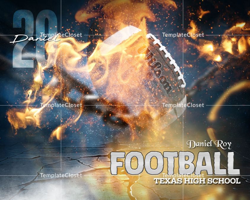 Football Fire Effect Print Ready Sport Photography Template