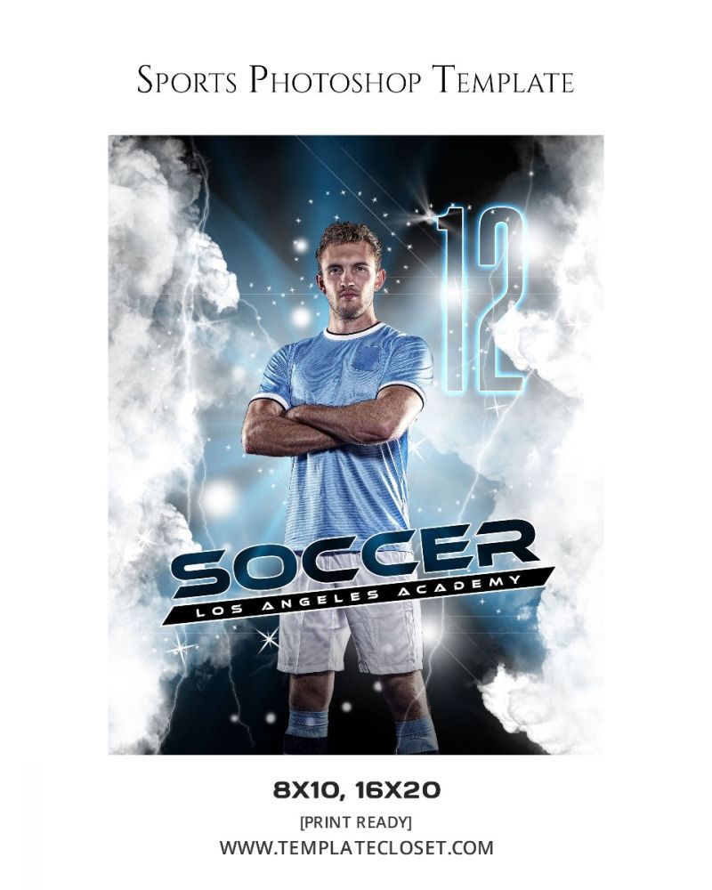 Soccer Light Effect Print Ready Sport Photography Poster