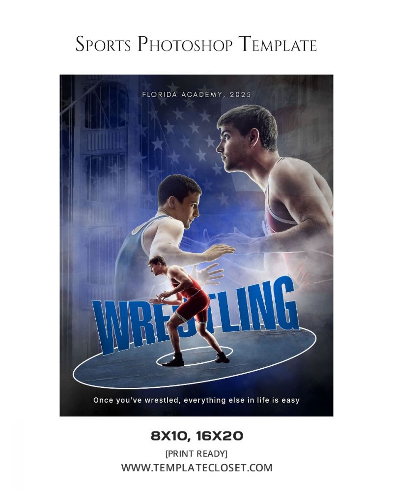 Wrestling Memory Mate Sports Photoshop Template