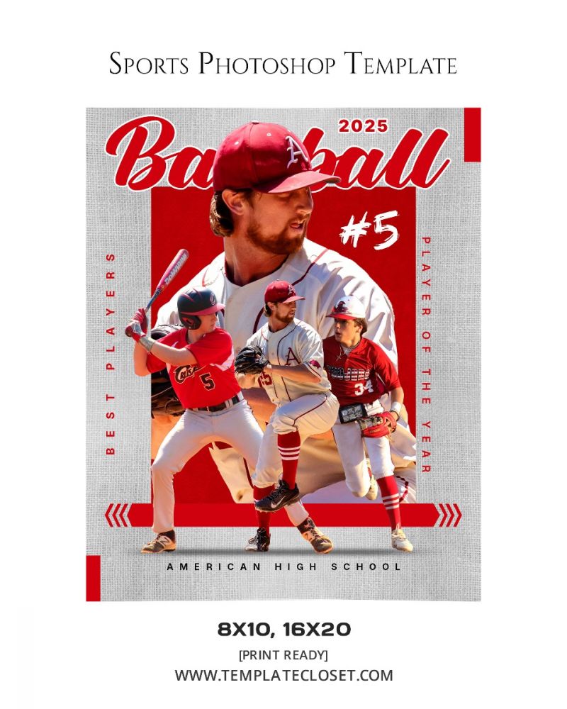 Baseball Team Player Photoshoot Idea Multi Layer Template