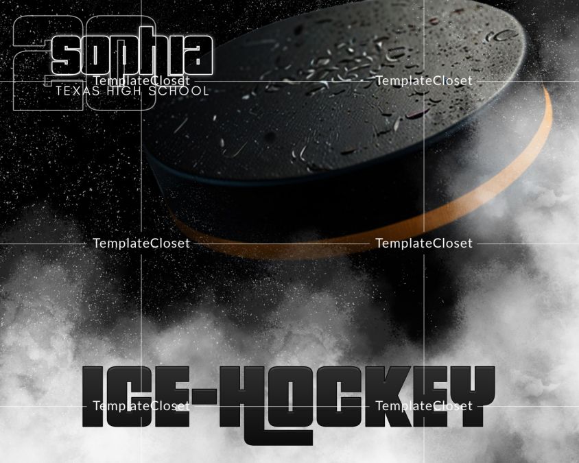 Ice Hockey American High School Photoshop Layered Template