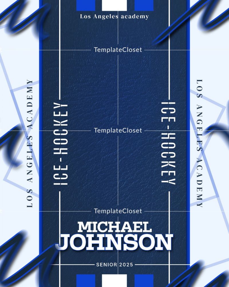 Ice Hockey American High School Photoshop Layered Template