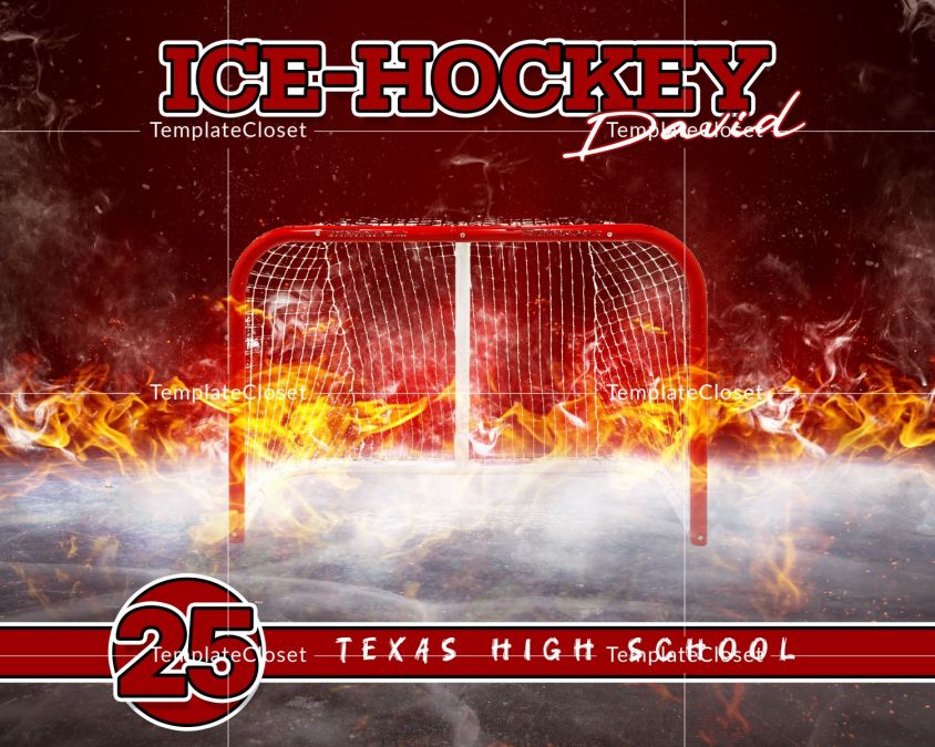 Ice Hockey American High School Photoshop Layered Template