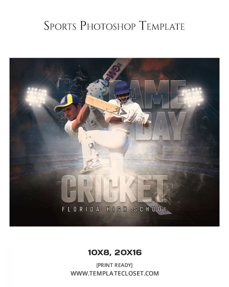 Cricket Green Effect Sports Print Ready Template