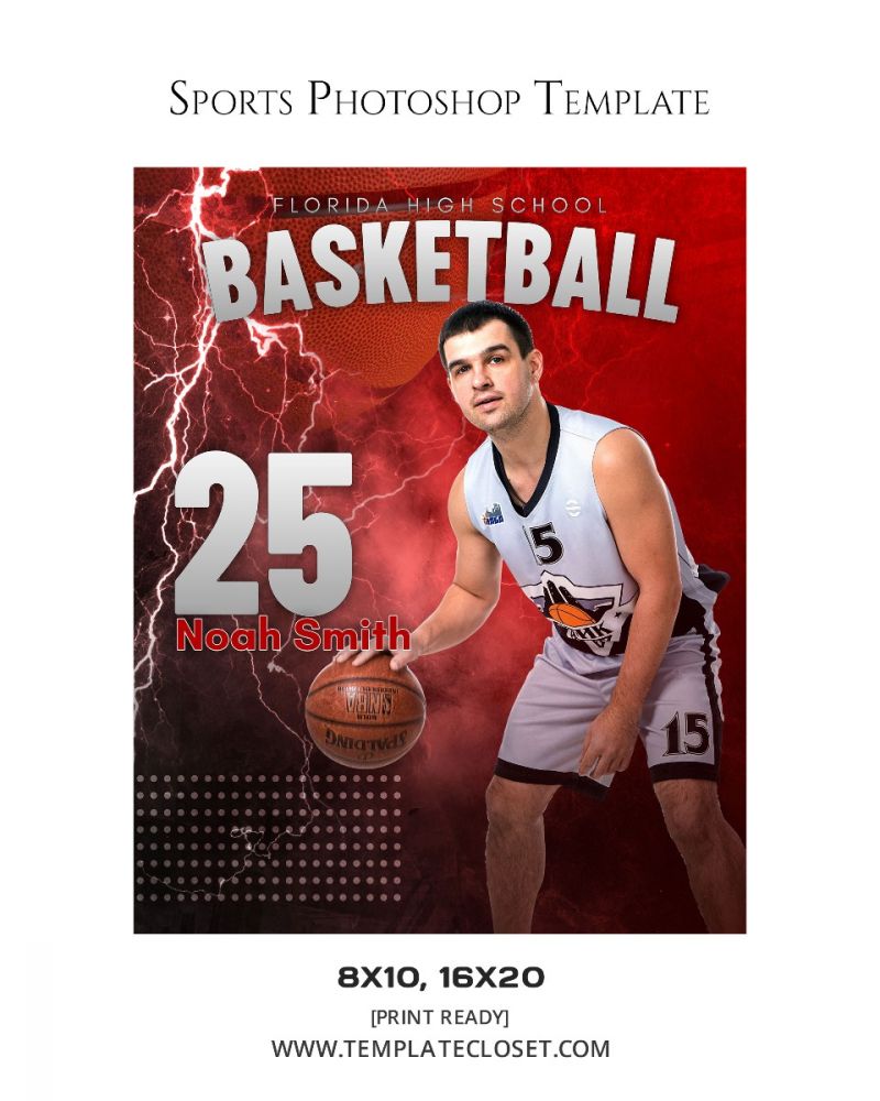 Basketball Thunder Effect Print Ready Sport Photography Poster
