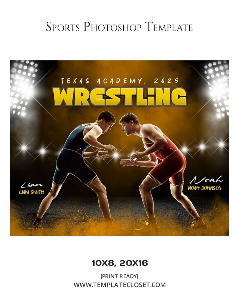 Wrestling Memory Mate Sports Photoshop Template