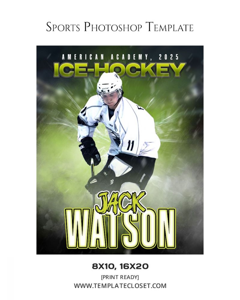 Jack Watson - Ice Hockey Signature Effect Customized Sport Photoshop Template