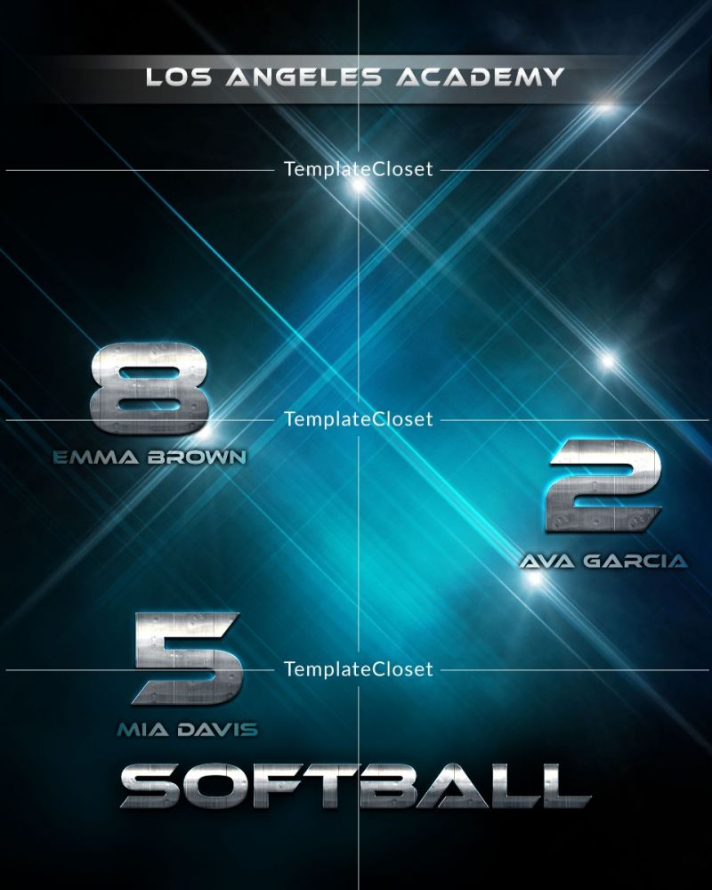 Softball Los Angeles Academy Team Sport Photography Template