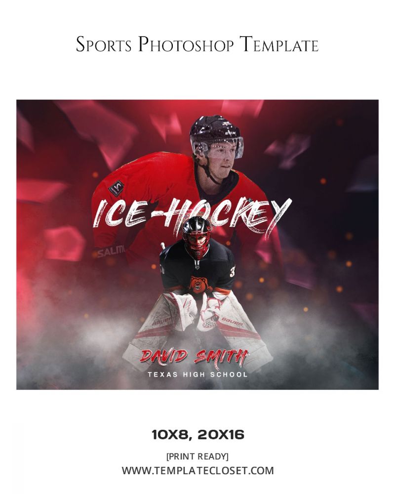 David Smith - Ice Hockey Memory Mate Red Effect Photography Template