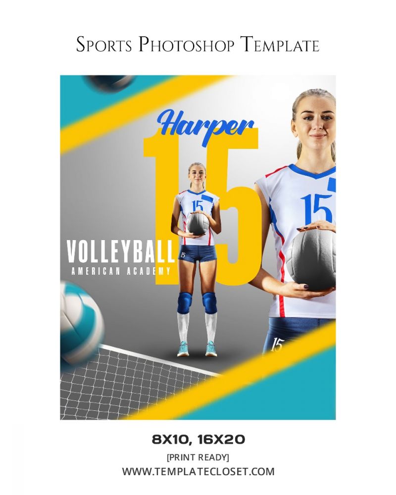 Volleyball Memory Mate Print Ready Sport Photoshop Template