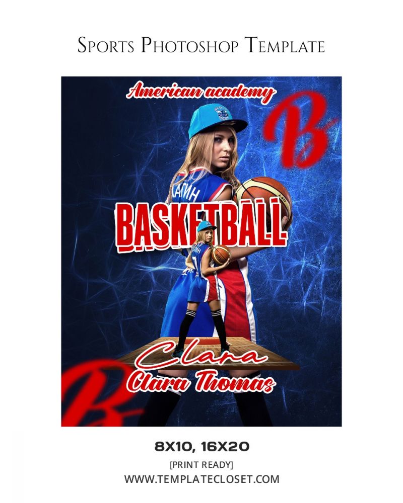 Basketball Memory Mate 3D Effect Sport Photography Template