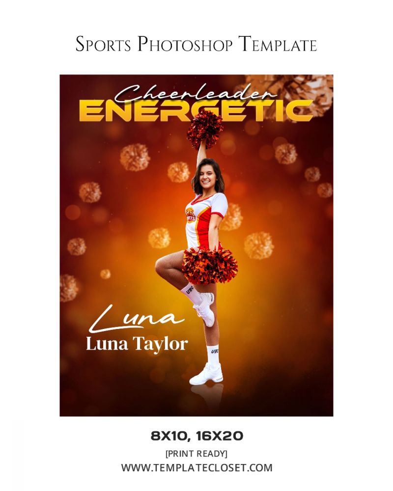 Energetic Cheerleader Customized Sport Photography Template