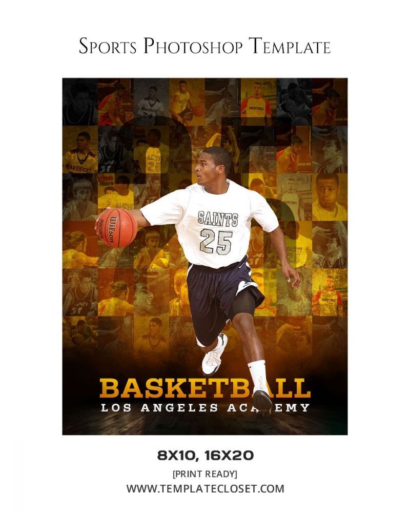 Basketball Photo Collage Customized Photoshop Template