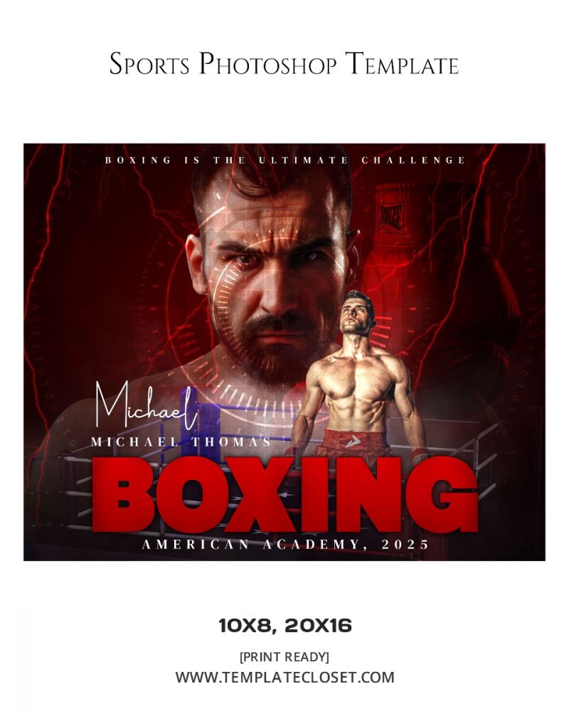 Boxing Enliven Effect Sports Photoshop Photography Template