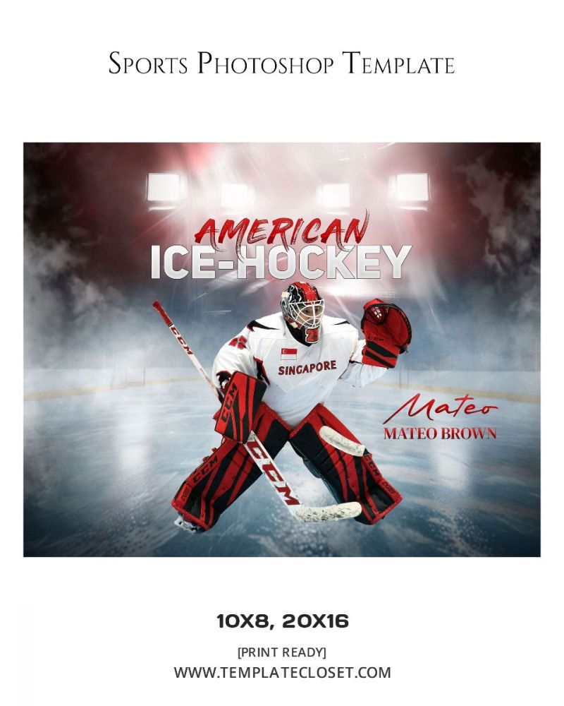 American Ice Hockey Light Effect Sport Photography Template